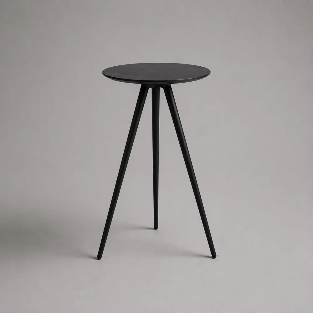 Table mange-debout ronde noire en MDF et acier Ø 60 × H 105 cm