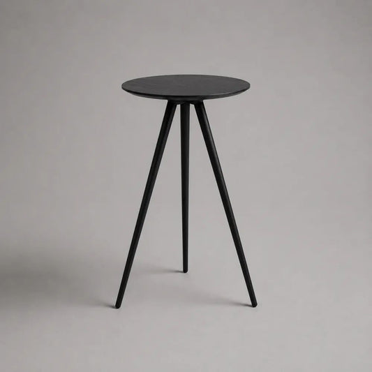 Table mange-debout ronde noire en MDF et acier Ø 60 × H 105 cm